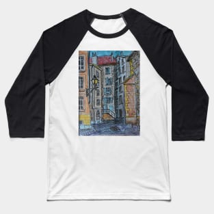 Watercolor Sketch - Genève, Old Town, Rue de Saint-Germain from Rue des Grandes. Baseball T-Shirt